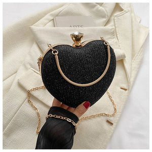 Evening Clutch Bag Women Bag Shiny Handbag Heart Shape Metal Clutches Bag Fashion Chain Shoulder Crossbody Bag Luxury Lady Purse Valentines Day Outfit Evening Clutch Bag Women Bag Shiny Handbag Heart Shape Metal Clutches Bag Fashion Chain Shoulder Crossbody Bag Luxury Lady Purse Valentines Day Outfit