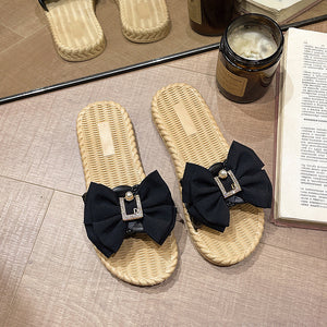 Women's Fashion Non-slip Deodorant Square Diamond Bow Slippers Women's Fashion Non-slip Deodorant Square Diamond Bow Slippers