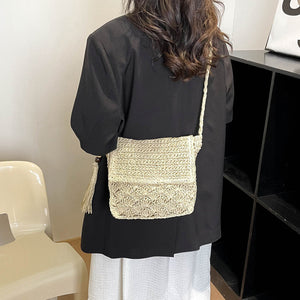 Hollow Out One Shoulder Crossbody Tassel Straw Woven Bag Hollow Out One Shoulder Crossbody Tassel Straw Woven Bag