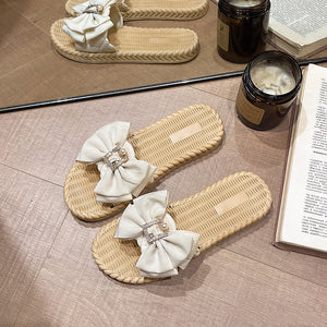 Women's Fashion Non-slip Deodorant Square Diamond Bow Slippers Women's Fashion Non-slip Deodorant Square Diamond Bow Slippers