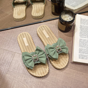 Women's Fashion Non-slip Deodorant Square Diamond Bow Slippers Women's Fashion Non-slip Deodorant Square Diamond Bow Slippers
