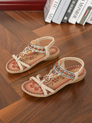 Women's Large Size Flat Bottom Flower Rhinestone Sandals Women's Large Size Flat Bottom Flower Rhinestone Sandals