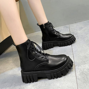 Women's Platform Lace-up Side Zip Boots Women's Platform Lace-up Side Zip Boots