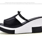 Women's PU Rhinestone Wedge Platform Slippers