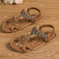 Women's Large Size Flat Bottom Flower Rhinestone Sandals