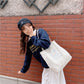 Corduroy embroidered shoulder bag
