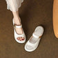 Peep Toe Flat For Outdoors French Soft Leather Platform Sandals