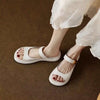 Peep Toe Flat For Outdoors French Soft Leather Platform Sandals