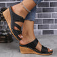 Cross-border Thick-soled Round Toe One-word Outdoor Wedge Sandals