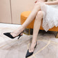 Women's Minimalist Black Satin Pointed High Heels