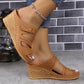 Cross-border Thick-soled Round Toe One-word Outdoor Wedge Sandals