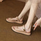 Peep Toe Flat For Outdoors French Soft Leather Platform Sandals