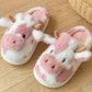 Women's Toe Cap Spotted Cow Fluffy Slippers