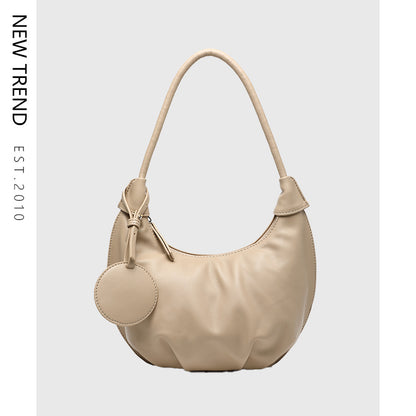Portable Underarm Bag Leisure Soft Leather Versatile Shoulder Dumpling Bag
