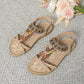 Women's Large Size Flat Bottom Flower Rhinestone Sandals