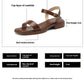 Women's Summer Flat Soft Sole Leather French Retro Platform Sandals