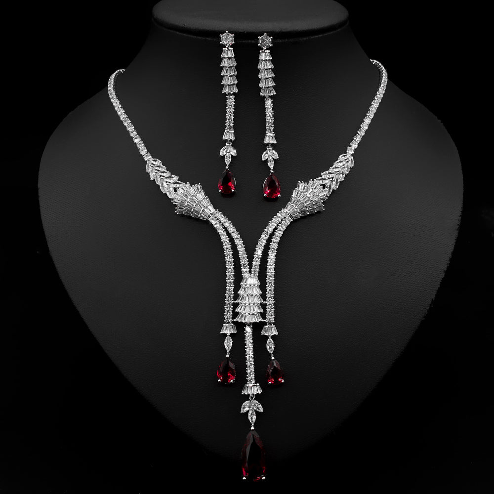  Water Drop Zircon Jewelry Set – Timeless Elegance .