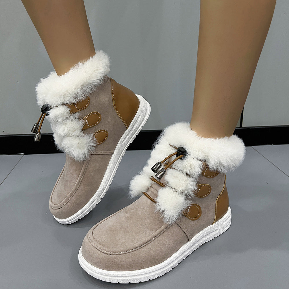 Women's Rose Lace-Up Canvas Boots – Breathable, Non-Slip, Thick Sole