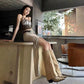 Autumn And Winter New Pointed Toe Chunky Heel Pantyhose Boots