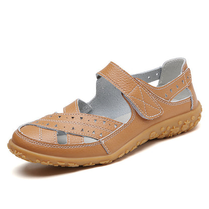 Women's Hollow Hole Leather Casual Sandals