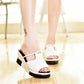 Women's PU Rhinestone Wedge Platform Slippers
